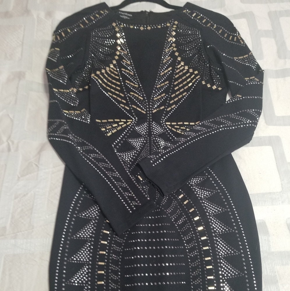 Bebe embellished  lo g sleve  dress size S